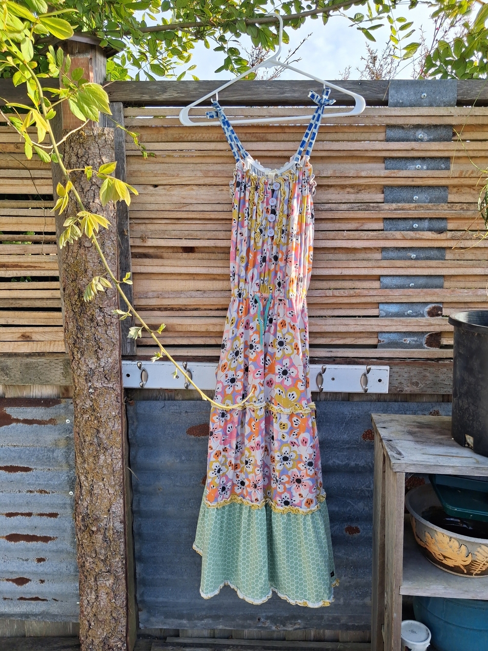 Matilda Jane Multicolor Ruffle Tank with Blue Accents